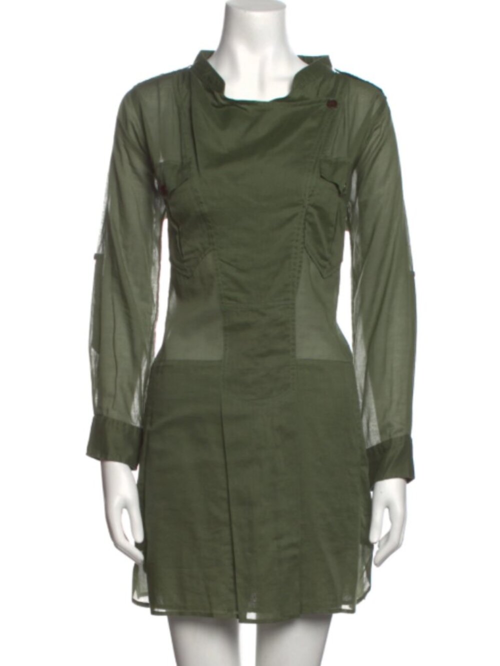 Rare Vintage Isabel Marant Green Military Cowl Dress Size XS / 4